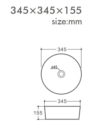 Раковина накладная (34,5х34,5) Orange  B07-345B черный матовый